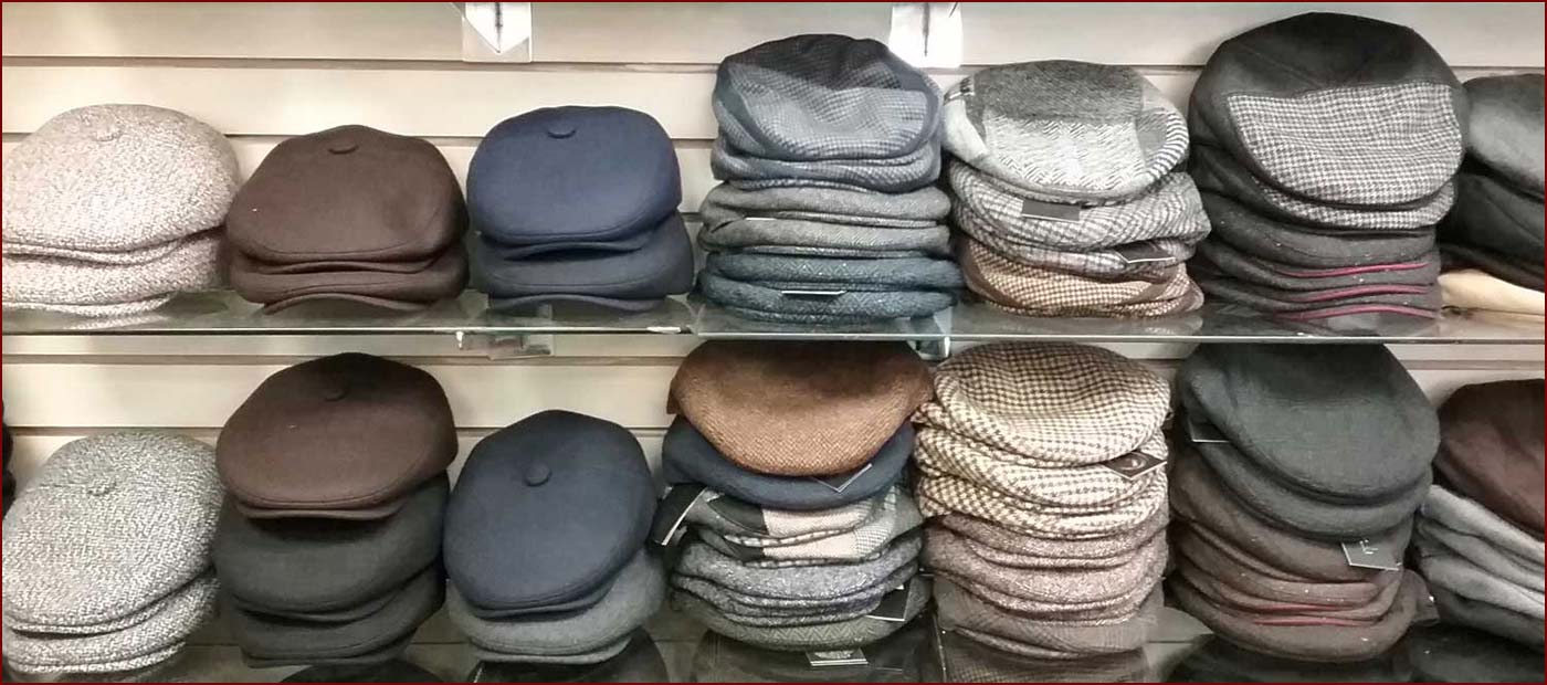 Shelves of men's winter caps